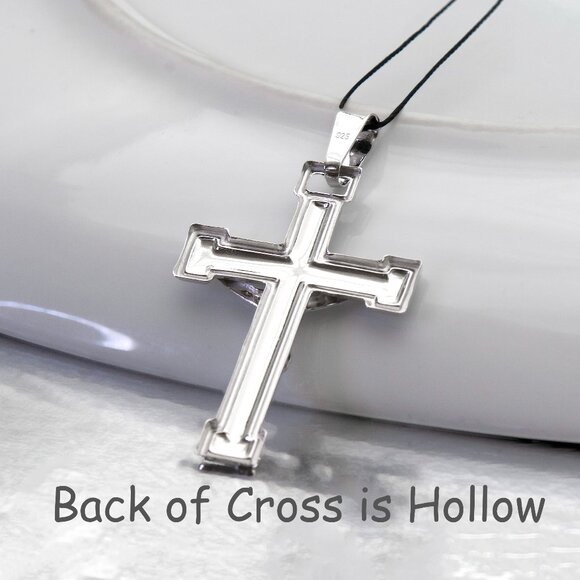 925 Sterling Silver Cross, Jesus Christ Pendant, Religious Christian Jewelry - Picture 3 of 6